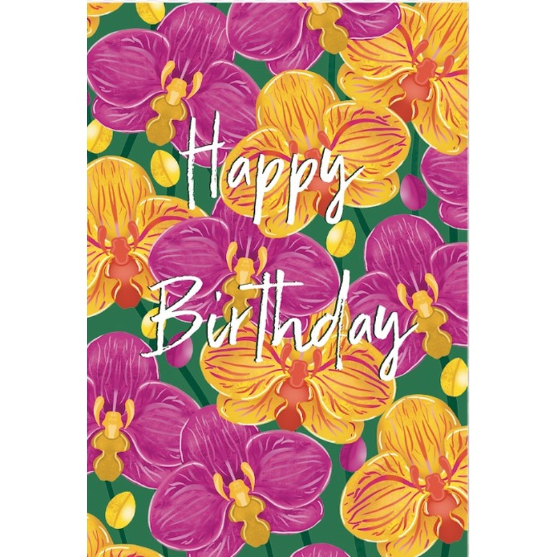 Happy Birthday Orchid Card