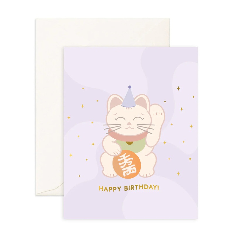 Lucky Cat Birthday Card