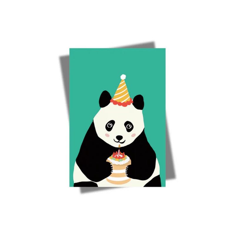 Birthday Panda Teal Card