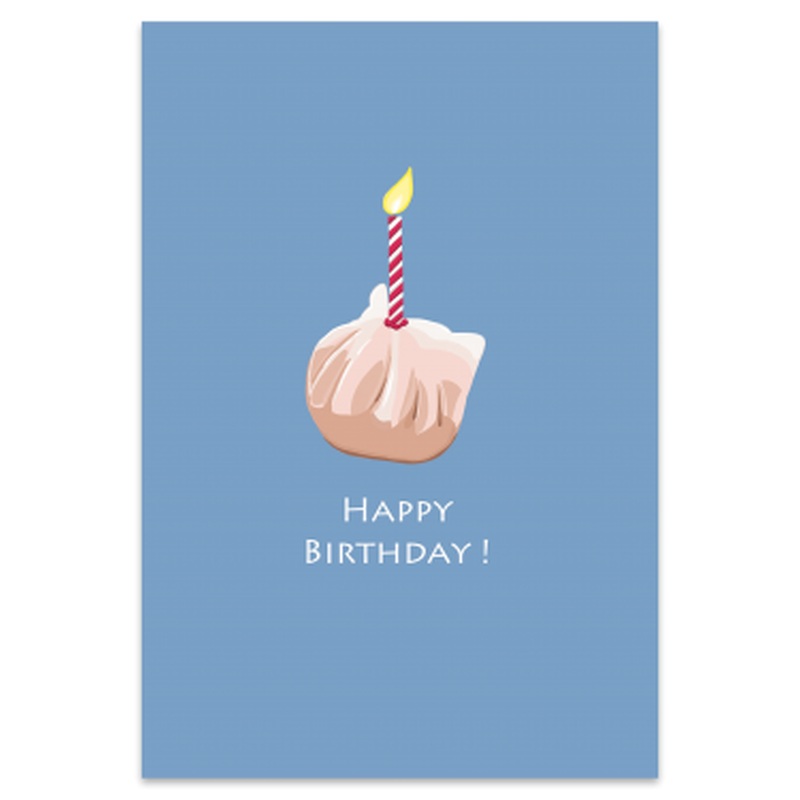 Har Gao and Candle Blue Greeting Card