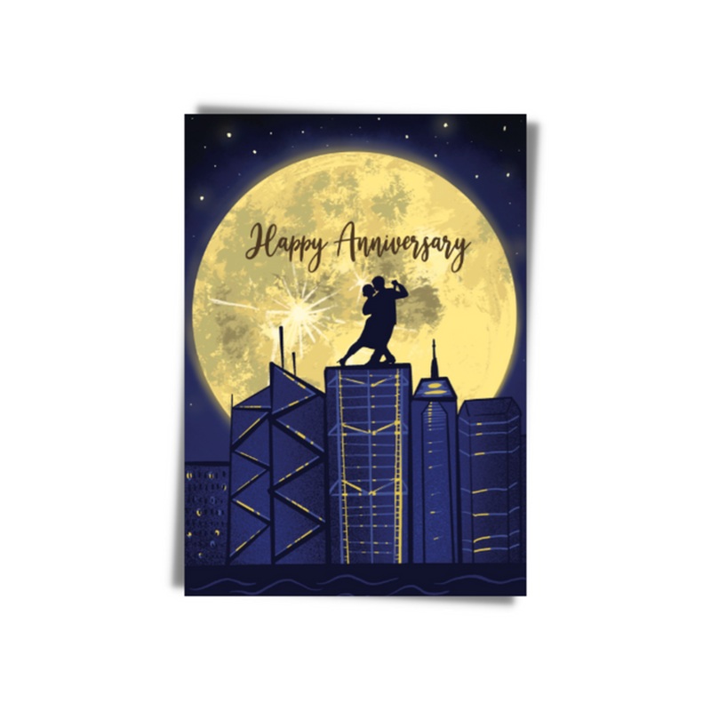 Happy Anniversary Moon Greeting Card