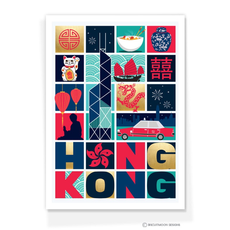 Hong Kong Grid Postcard