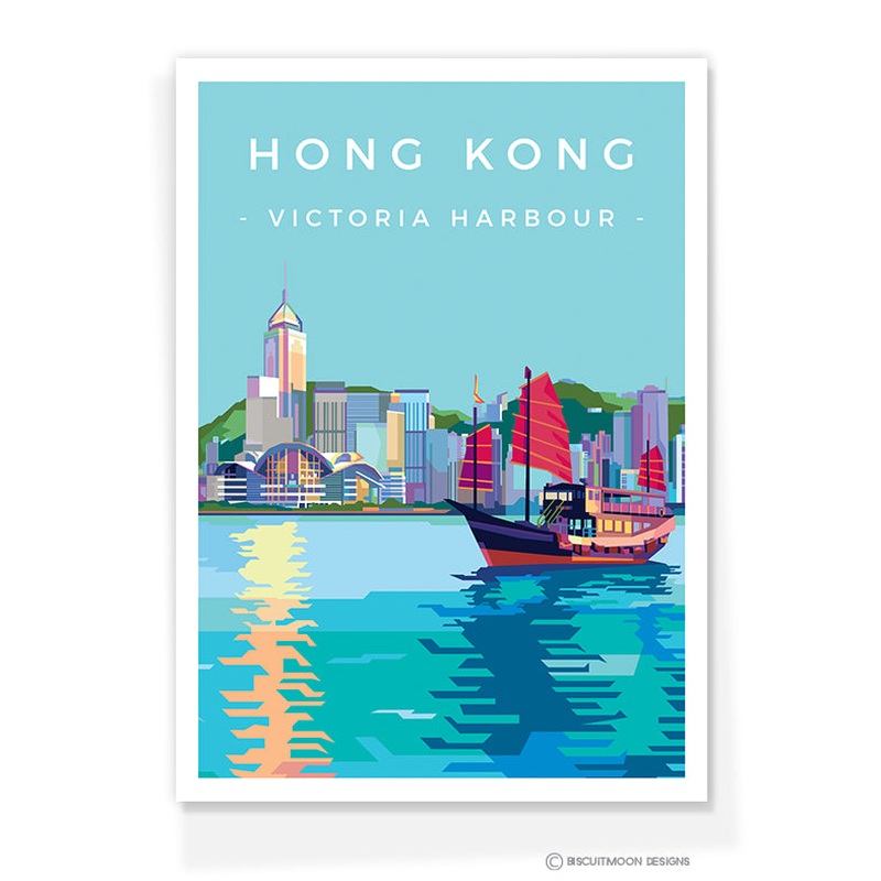 Victoria Harbour Aqua Luna Postcard