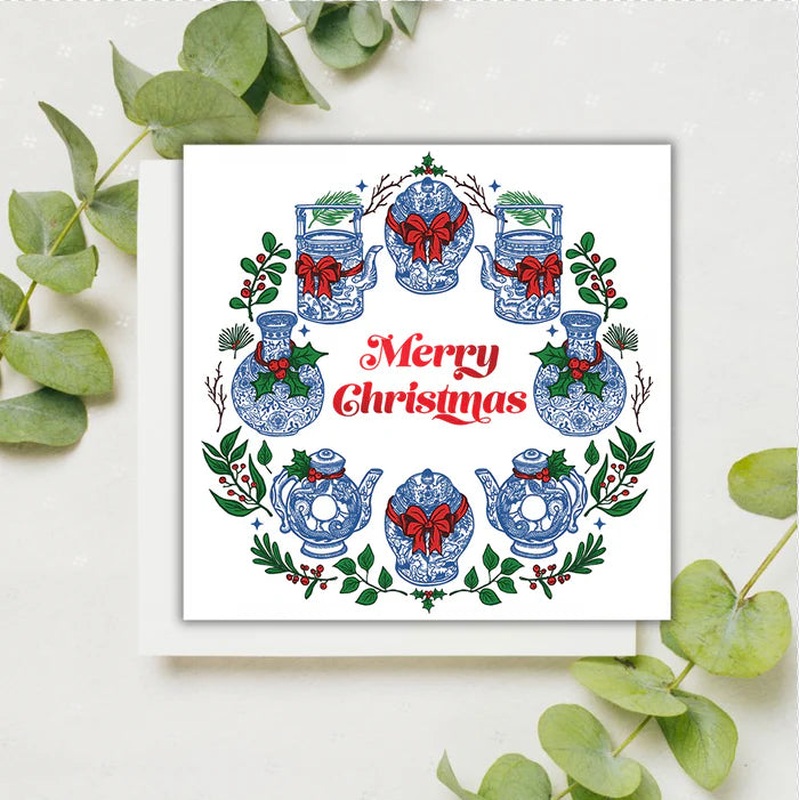 HK Wreath Square Christmas Card
