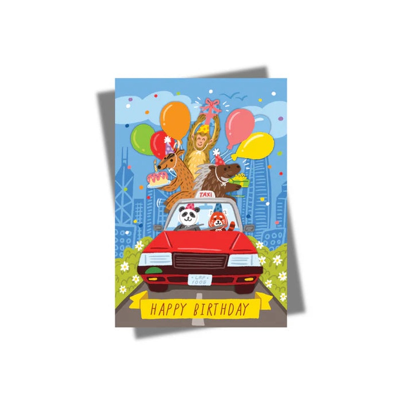 Happy Birthday Red Taxi Party Card