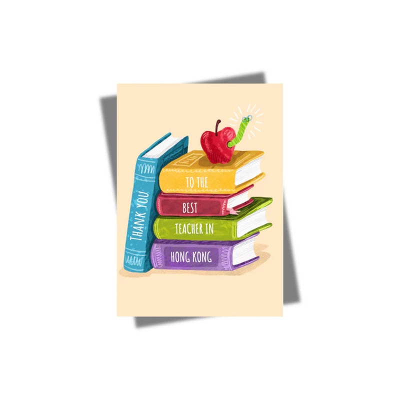Teacher - Books & Apple Greeting Card