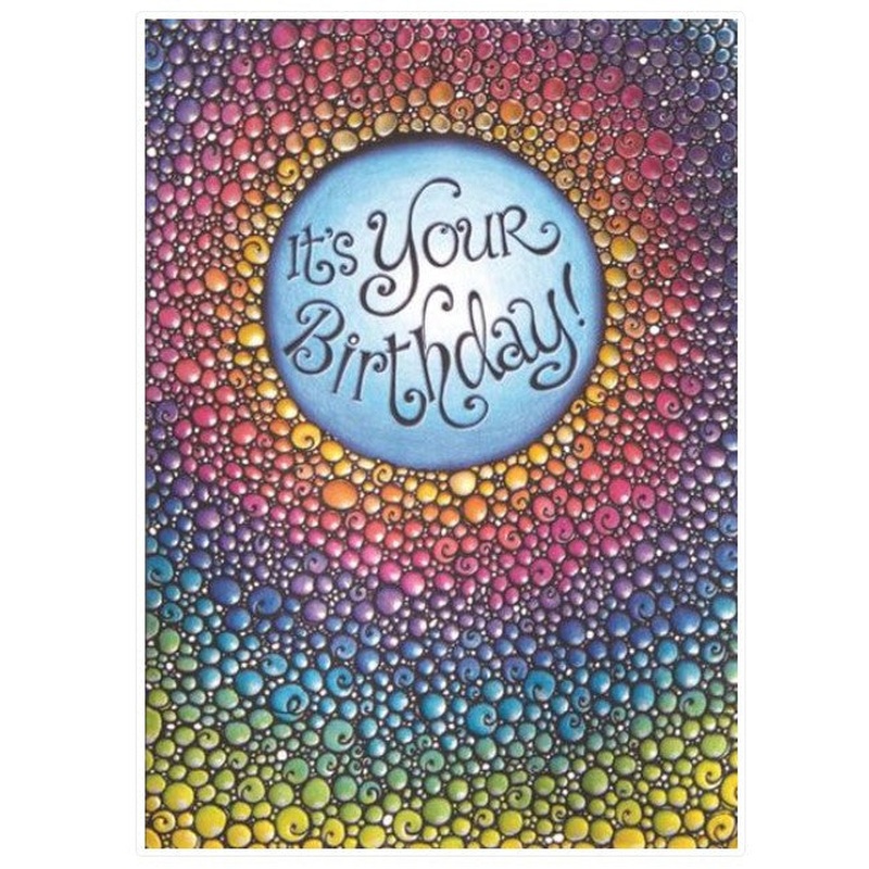 Metallic Rainbow Swirls Birthday Card