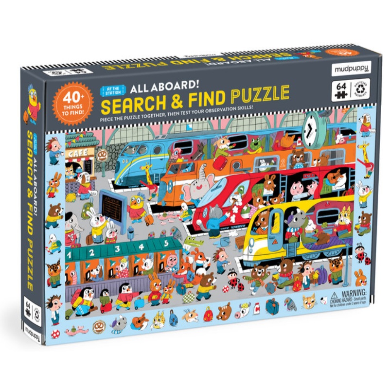 All Aboard! Train Station 64 Piece Search & Find Puzzle