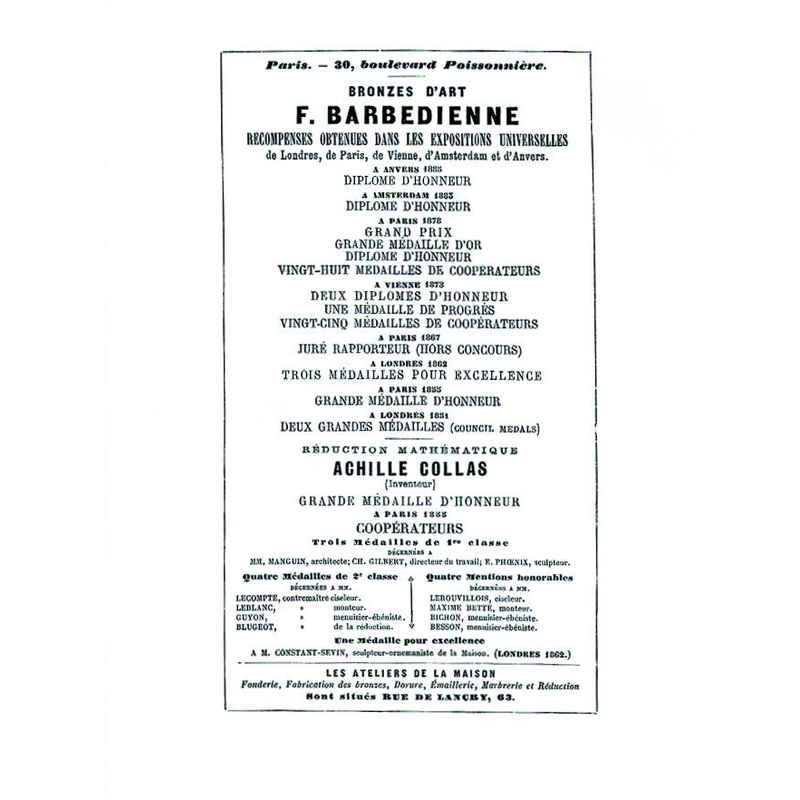 1886 Catalog of the French Bronze Foundry of F. Barbedienne of Paris